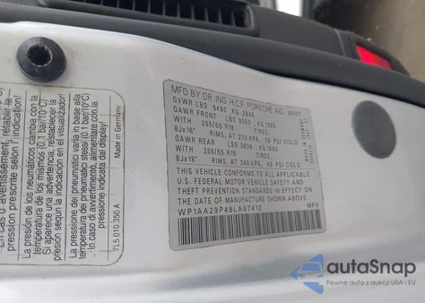 2008 Porsche Cayenne из США, поврежденный, VIN WP1AA29P48LA07412